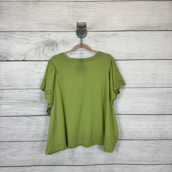 Old Navy Plus Size Green Flutter Eyelet Sleeve Summer Top Size 4X - Picture 5 of 7